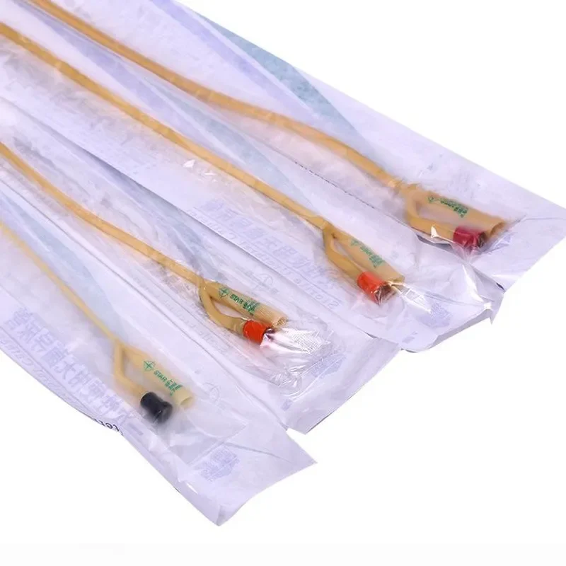 12 Pcs Double Way Latex Disposable Medical Urethral Catheters Sterilization Foley Inserted Tube Urine Catheter with Soft Valve