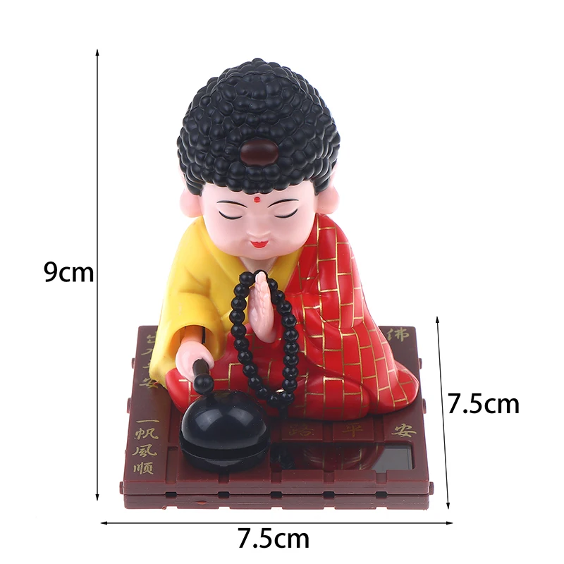태양광 장난감 작은 승려 불상 태양광 춤추는 흔들머리 인형 자동차 장식품 책상 홈 데코