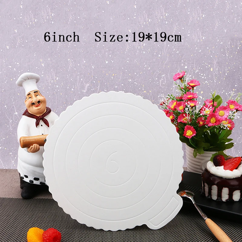 6inch 5pcs White Mousse Mat Bottom Square Cake Boards Round Dessert Cake Display Tray Biscuit Decoration Bottom Shop