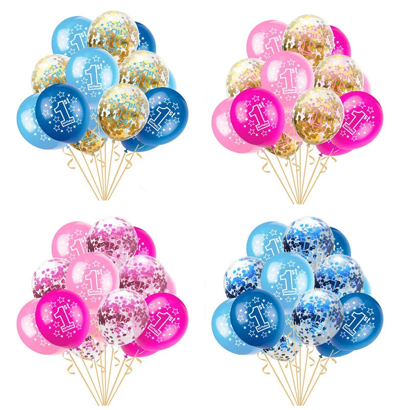 10 Pz 12 Pollici Rosa Blu Palloncini Di Compleanno Palloncini Ragazzo O Ragazza Per Il Compleanno 1 ° Compleanno Decorazione Festa Forniture Baby Show