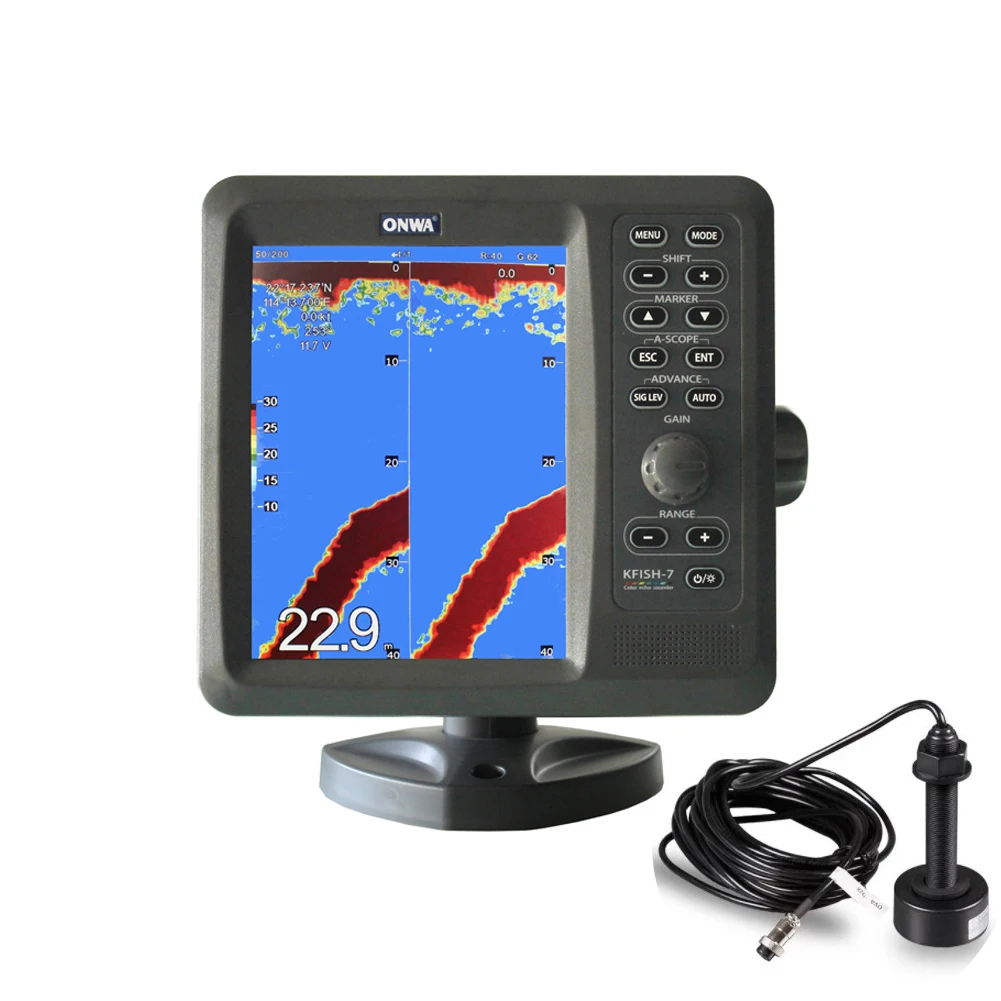 

ONWA KFISH -7 Marine fish Finder depth sounder sonar fish finder With Dual Frequency,with TRANSDUCERS TD-28