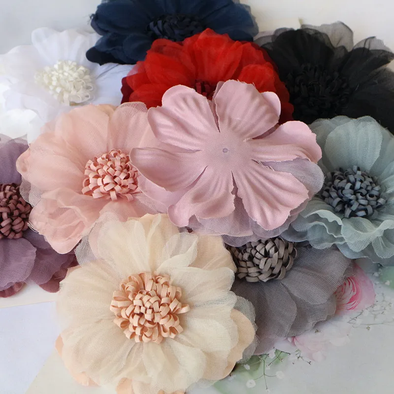 Handmade Fabric Flowers for DIY Decoration and Crafting – Set of 5 Large Pieces