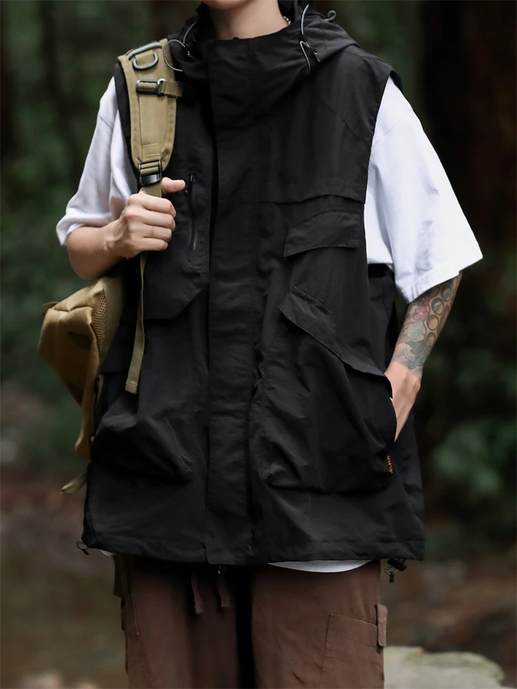 Four Season Workwear Vest For Men Women Functional Loose Fitting Hooded Summer Outdoor Leisure Fishing Sleeveless reflective safety vest cooling vest fisherman vest hunting vest