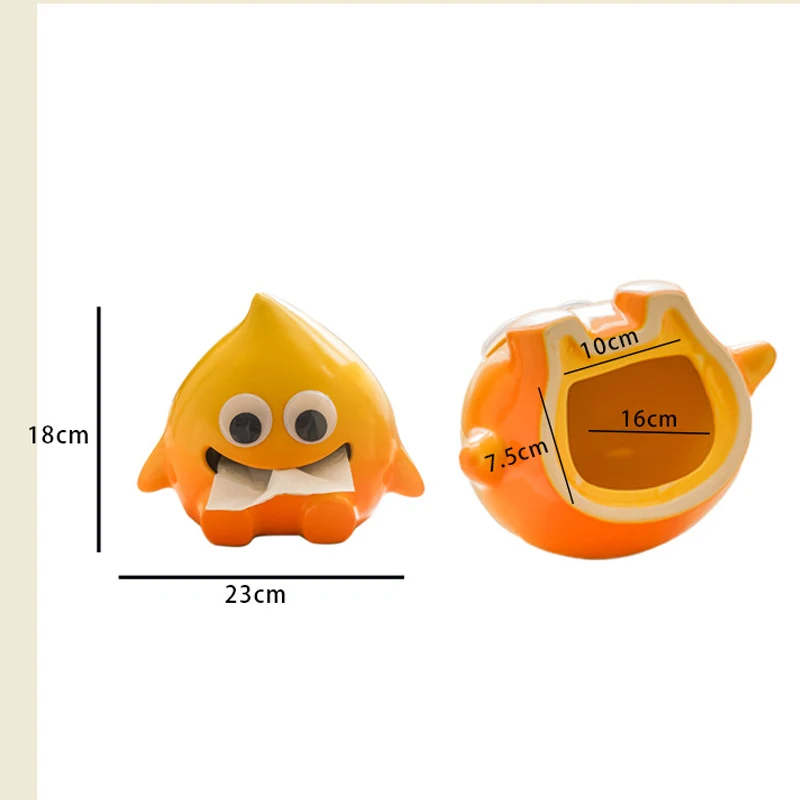 Ceramic Cute Gradient Orange Tissue Box Creative Light Luxury Simple Napkin Box Home Living Room Bedroom Desktop Hotel Decor 1Pc
