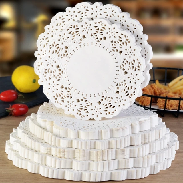 100pcs Gold Round Paper Lace Doilies Paper Placemats Doily