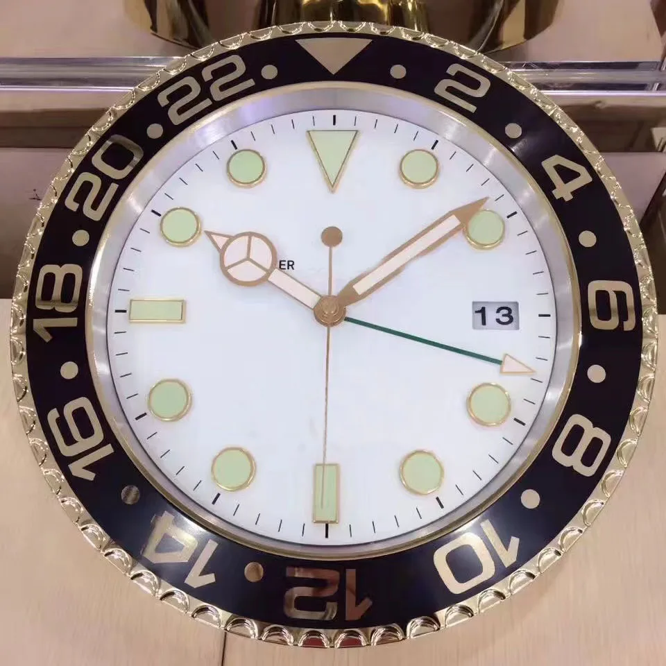 Rol Wall Clock with Date Large Modern Design Metal Watch Shape Silent Calender Quartz Needle