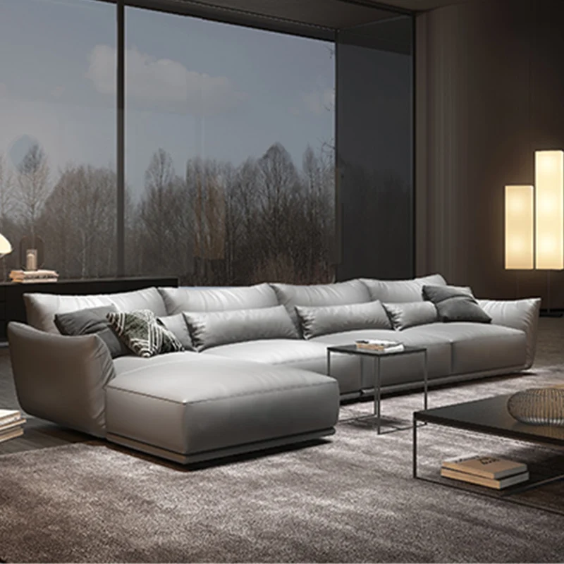 

Italian extremely simple leather sofa living room modern simple cowhide sofa home furniture sofa set living room furniture