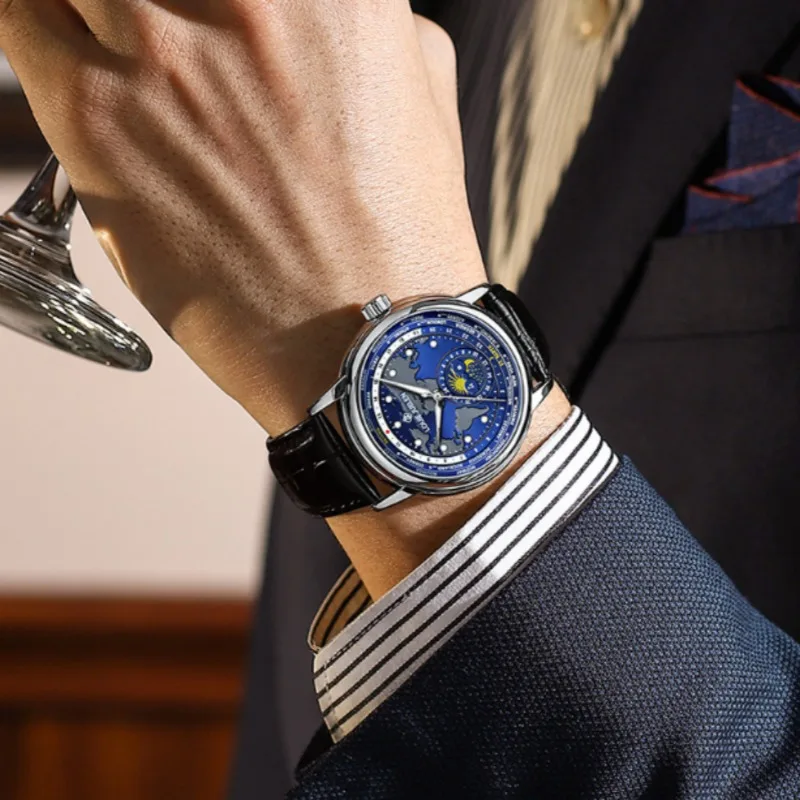 

3Bar Waterproof Pagani Watches for Men Mineral Strengthened Glass Mirror Fashion Quartz Watches Moon Phases Men's Quartz Watch