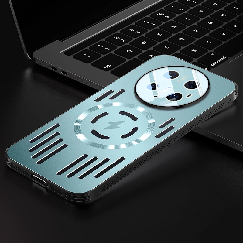 Premium Hard Metal Magnetic Wireless Charging Protective Case - Heat Dissipation Cover