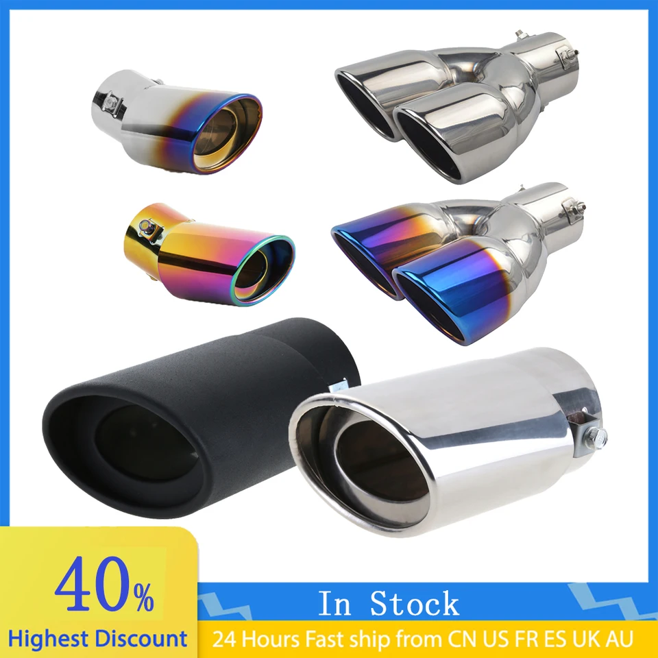 KIMISS Glossy Silver Stainless Steel Universal Exhaust Tip - 5.3-3.8cm Diameter Straight Pipe Fit