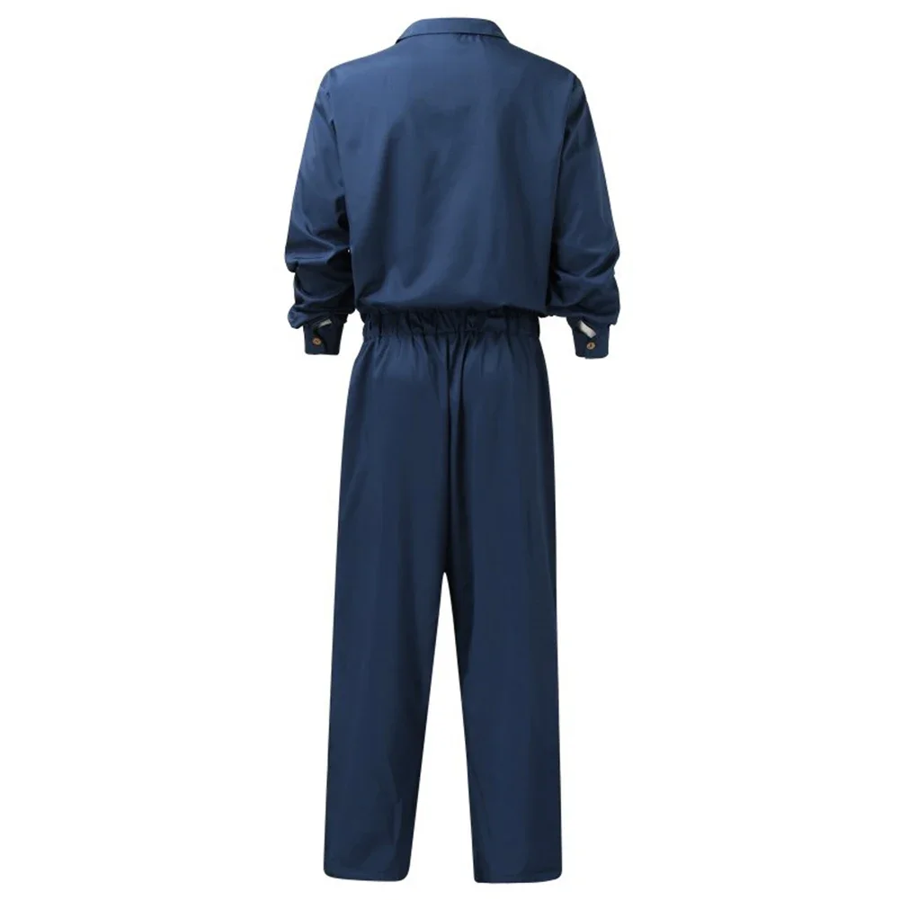 

Summer Thin Men's Cargo Jumpsuit Pants Overalls Fashion Long Sleeve Lapel Button-Down Rompers Solid Color Workwear Pants