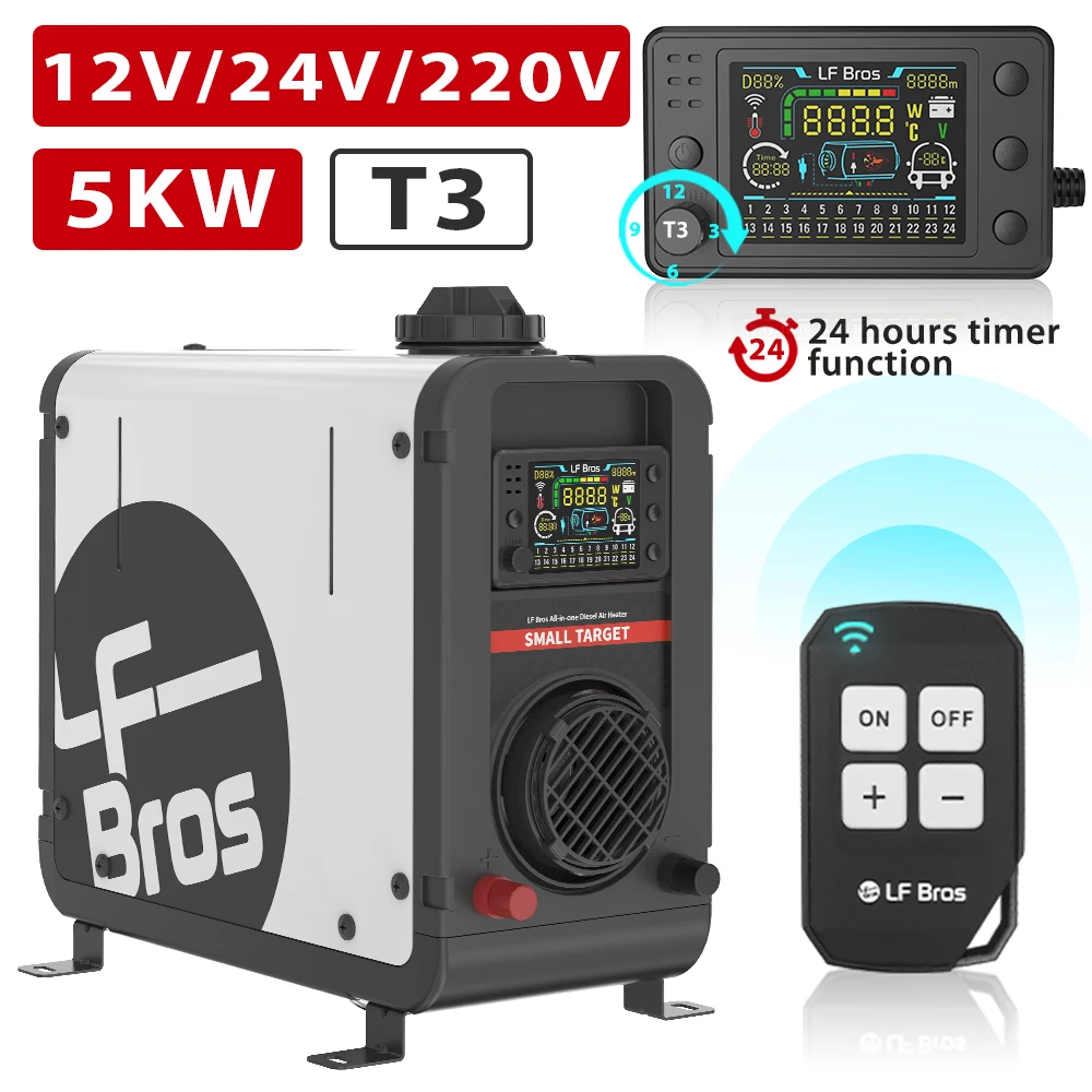 LF Bros 12V/24V/220V Dieselheizung, Diesel Standheizung 5kw, Diesel  Lufterhitzer mit Timer LCD Schalter für Camping, Wohnmobil, LKW (Weiß) :  : Auto & Motorrad