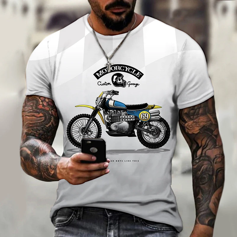 

Casual Men's T-shirts Retro Motorcycle Summer Harajuku Street Oversized T-shirt Outfit Beach Fashion Hot Sportswear O Neck Tops