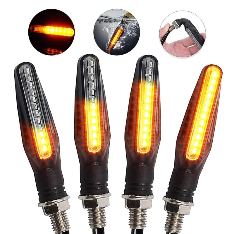 Universal Motorcycle Turn Signal Light Built Relay 12V Flasher Moto Led Flowing Water Blinker Bendable Flashing Signals Lamp
