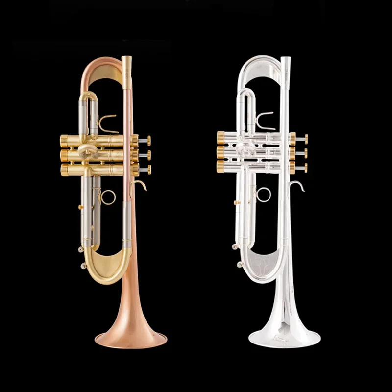 Bb Trumpet High Quality Gold Lacquer Silver Plated Trumpet Brass Musical Instruments Composite Type