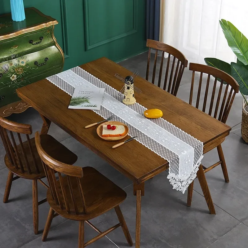 Camino De Mesa Bordado De Encaje Blanco - Decoración Europea Para Comedor, Boda Y Fiestas (varios Tamaños)