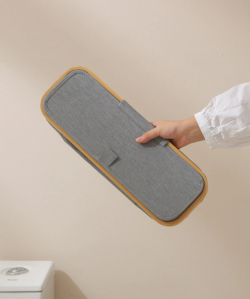 See-Through Paper Towel Storage Basket Bathroom Paper Towel Sundries Storage Basket Foldable With Lid Waterproof Storage Box 4