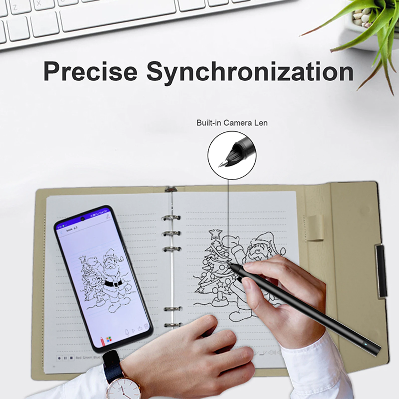 노트북 디지털 펜 스마트 펜 필기 세트에는 스마트펜, 스마트 A5 PU 가죽 노트북 및 재사용 가능한 필기 태블릿 B5 용지 BT가 포함됩니다.