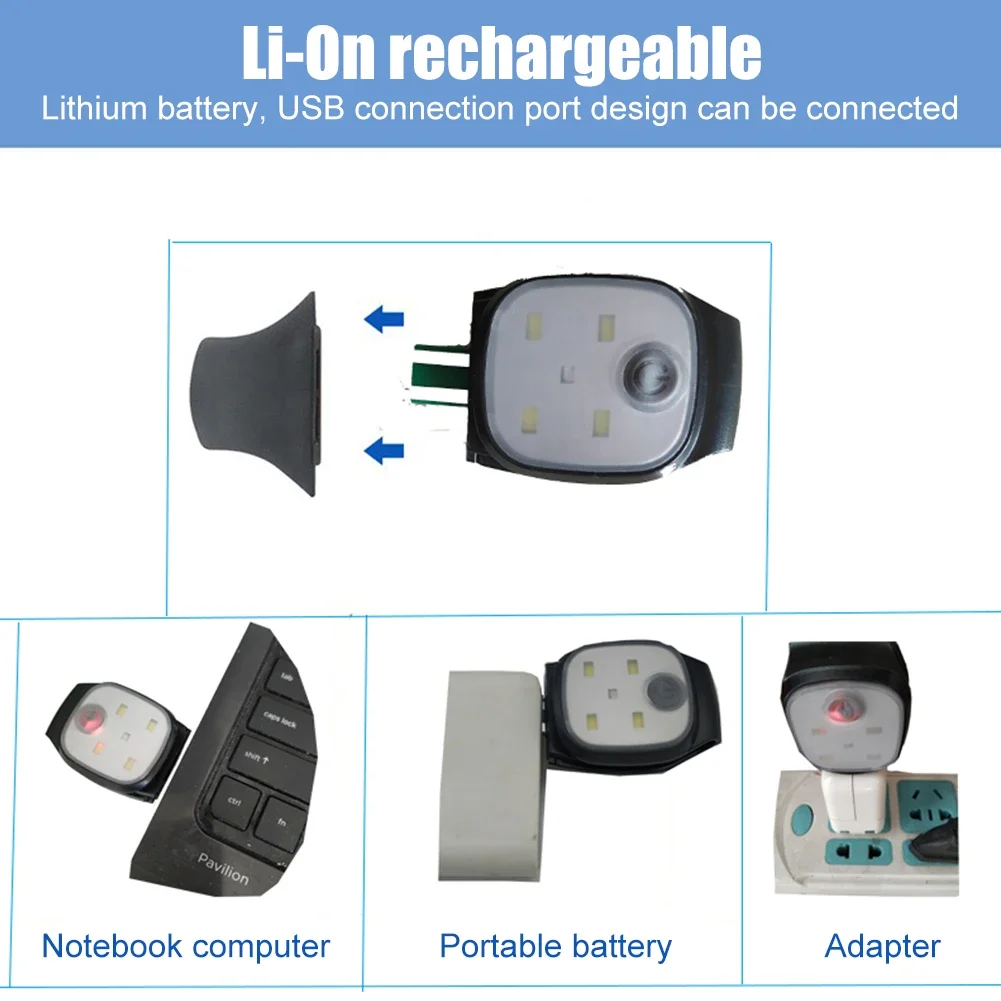 LED Clip Lamp 4 Lighting Modes LED Flashlight Clip Safety Warning for Jogging Night Walking for Fishing Hiking USB Rechargeable