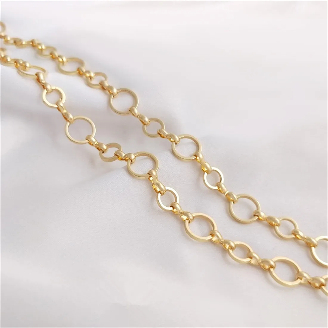 

14K Gold Package 6+8mm Circular O Chain Handcrafted Loose Chain DIY Necklace Bracelet Jewelry Chain Material B647