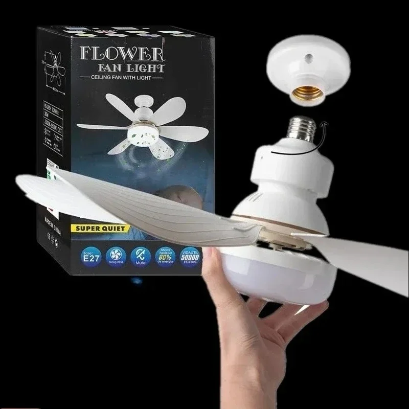 New E27 Modern Smart Wireless Fans Silent Ceiling Fan LED with Light Remote Control Dimmable Lighting for Bedroom and Livingroom