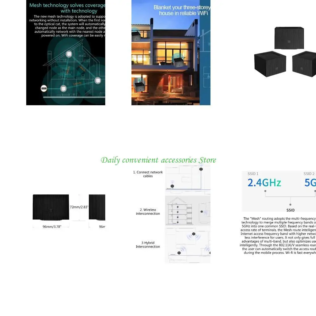 Substituição roteador e extensor sistema WiFi malha doméstica inteira banda dupla 97QB 2,4 G / 5 GHz