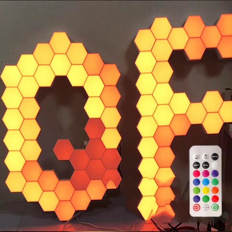Rgb led quantum lâmpada hexágono luz diy conduziu a lâmpada de parede ...
