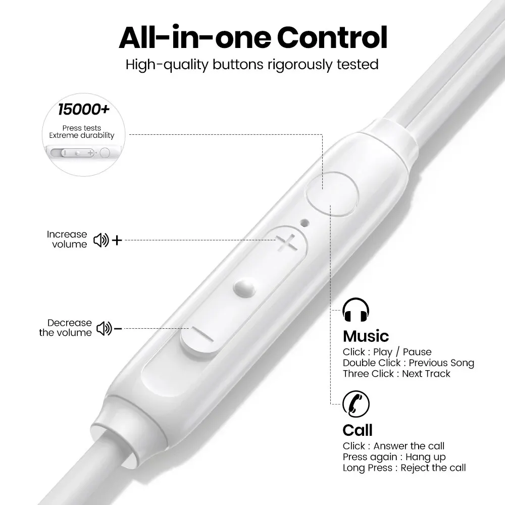 TOPK Earphone In-Ear Volume Control with Microphone 3.5mm Jack Universal for iPhone Android 2