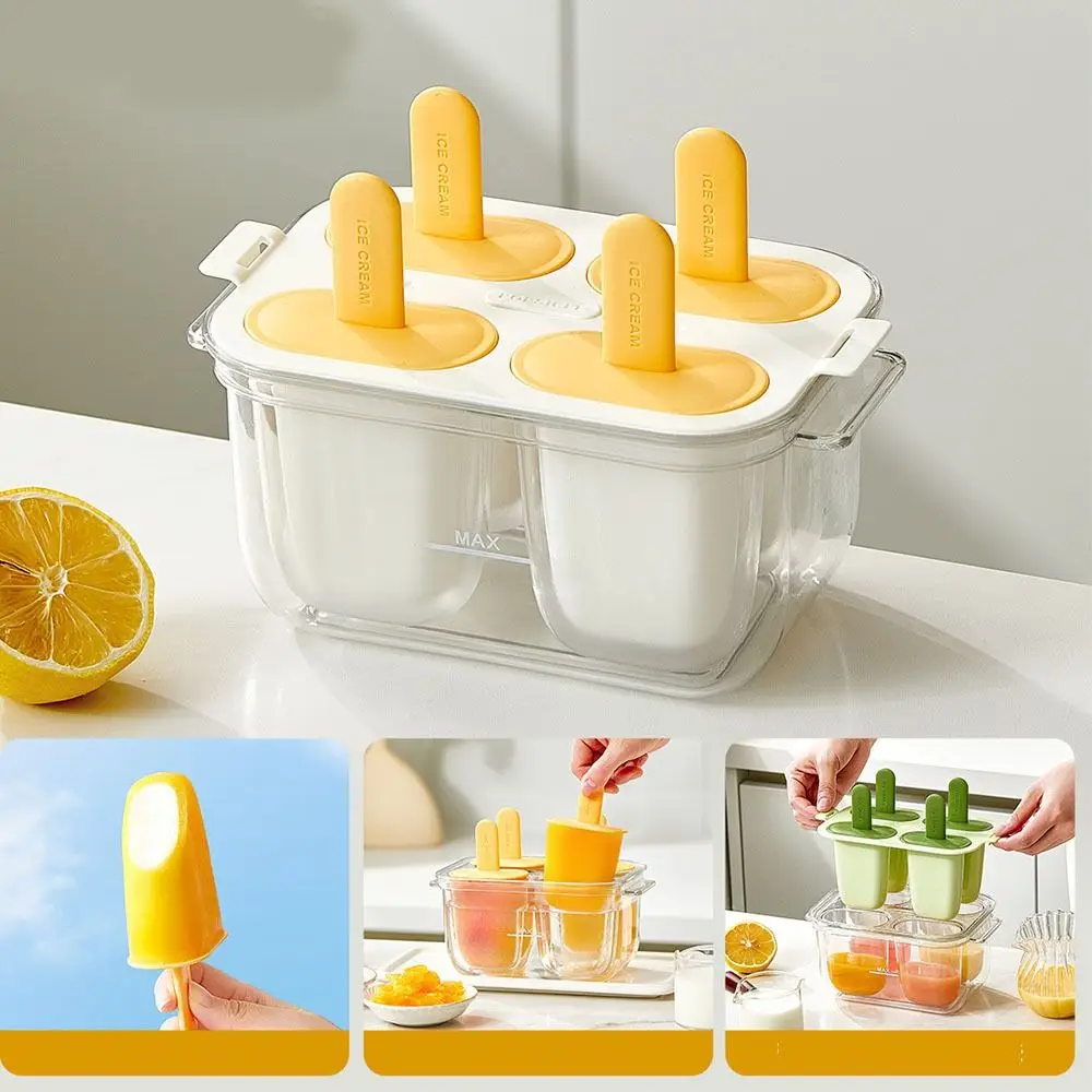 Ice Making Container Easy to Demold Ice Cream Mold Set with Stick Food-Grade Popsicle Molds DIY Handmade Sorbet Mold Household