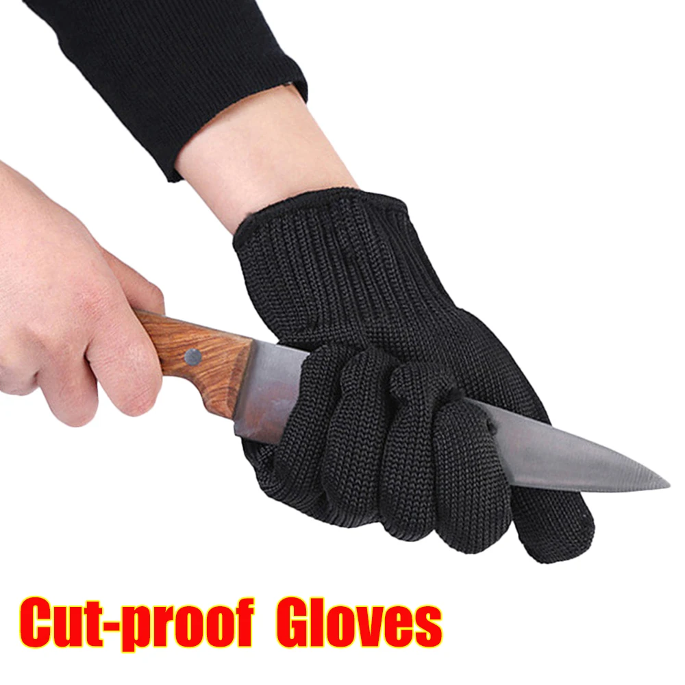 

Black Anti Cut Glove Level 5 Safety Cut Proof Stab Resistant Wire Metal Work Glove Garden Kitchen Butcher Household Safety Glove