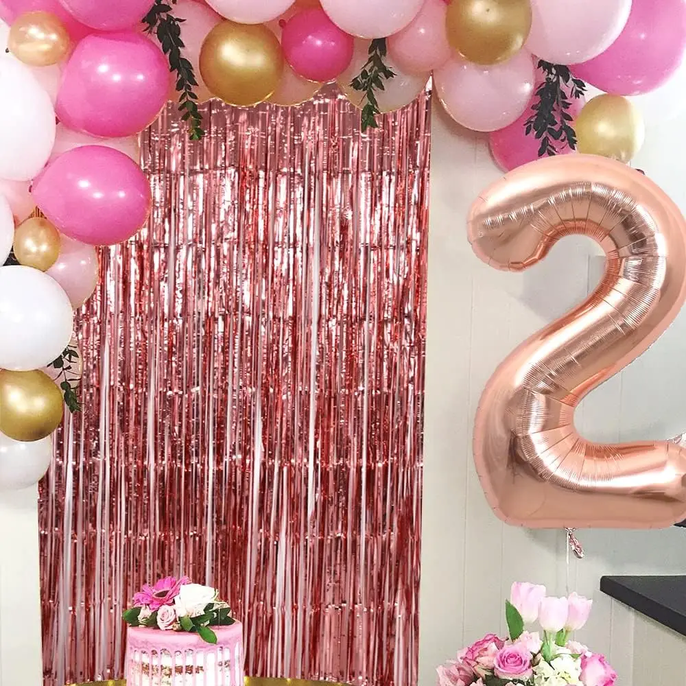 3 Stück, Hintergrund Metallic Streamer Goldfolie Fransen Vorhänge für Geburtstag, Weihnachten, Abschlussfeier, Bachelorette Party Streamer Dekor – Detail 10