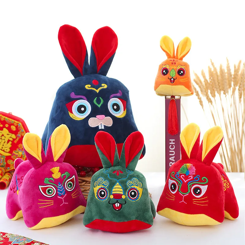 

3Pcs/Set 2023 Chinese Zodiac Fortuna Rabbit Mascot Cute Bunny Spring Festival Decor Blessings Rabbit Doll Ornament New Year Gift