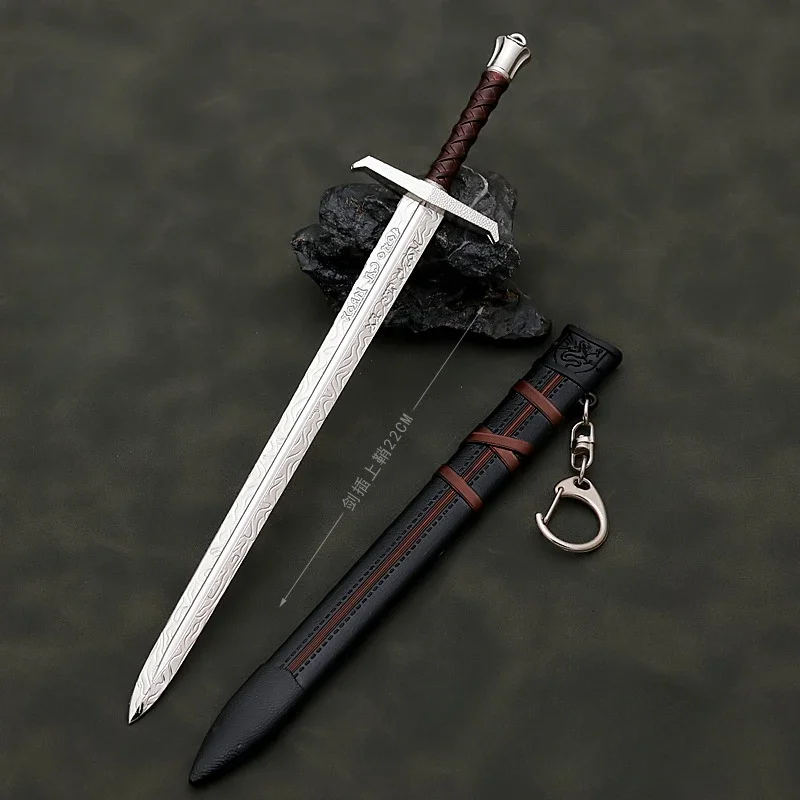 Cosplay Sword 22cm Medieval Arthur Pendragon Metal Katana Samurai Uncut Blade Model Accessories Keychain Gifts Boys