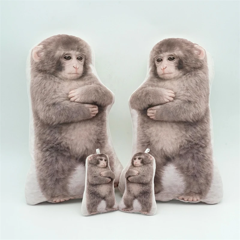 펀치 몽키 플러시 베개 쿠션 귀여운 고릴라 인형 작은 가방 펜던트 열쇠고리 사랑스러운 선물 어린이 성인 홈데코