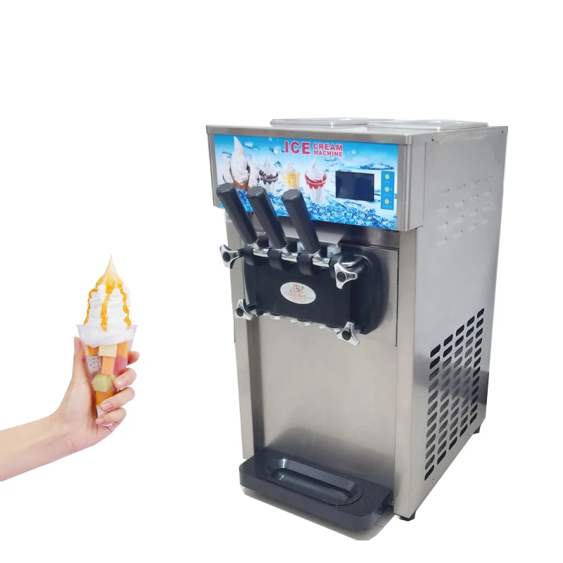 

Cold Drink Shop Equipment Ice Cream Machine Commercial Soft Ice Cream Making Machine 1200W 18L/H Three Flavor Ice Cream Machine