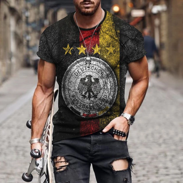Summer Men's Fashion Street Versatile Top 3D Knights Templar Print T-Shirt Casual Round Neck Fitness Shirt S1214