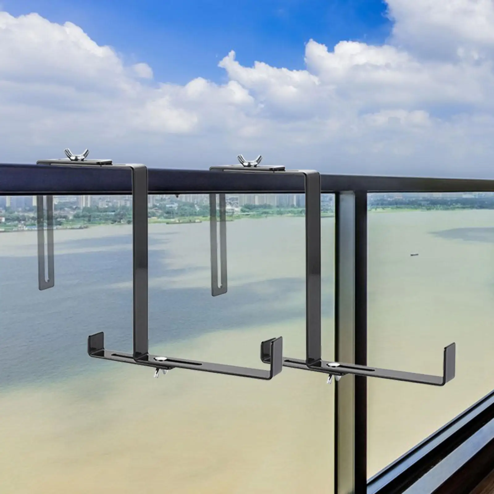 

2x Railing Planters Hooks Carbon Steel Planter Stand for Deck Railing Flower Pot Holder for Balcony Fence Railing Flower Baskets