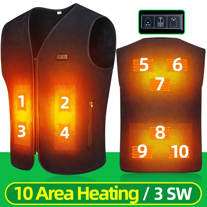 Outdoor Fleece Heated Vest Men USB Electric Self Heating Vest Women Smart Heated Jacket Winter Warming Hunting Clothes