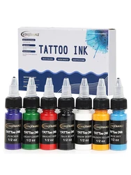 7-Color Tattoo Ink Set - 15ml Professional Body Art Paints and Makeup Supplies (7colors)