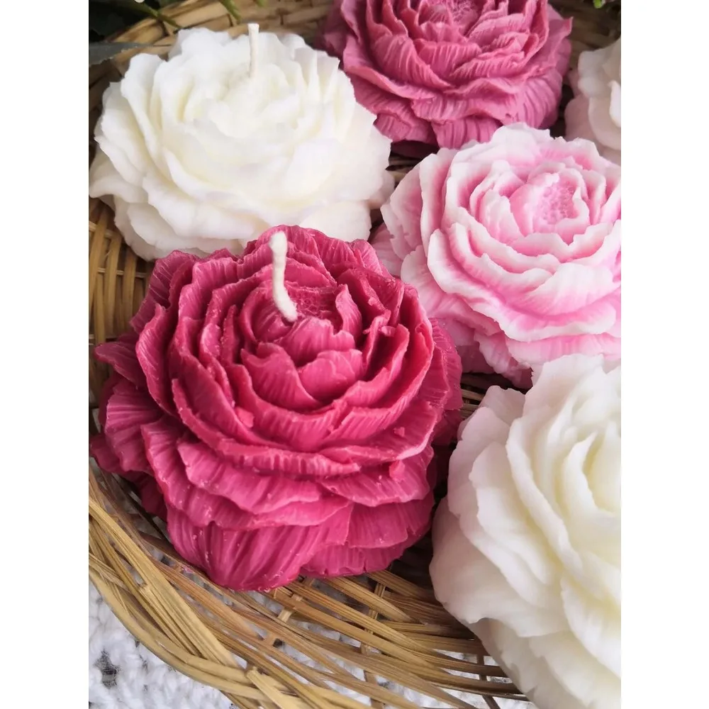 silicone mold 1PC 3D Peony Flower Candle Silicone Mold Mother's Day Candle Soap Mold Beeswax Soap Mold