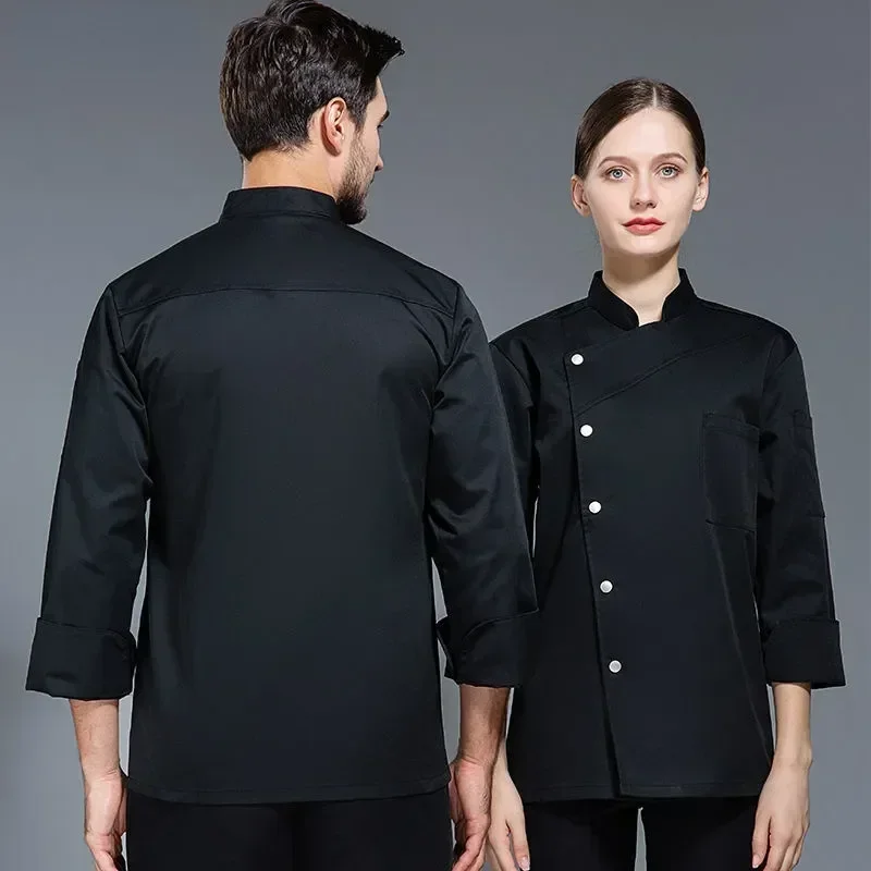 

Uniform Work Shirt Restaurant Unisex Baker Waiter Long Cook Apron Kitchen Sleeve Short Hat Clothes Pizza Men Women Chef Jacket