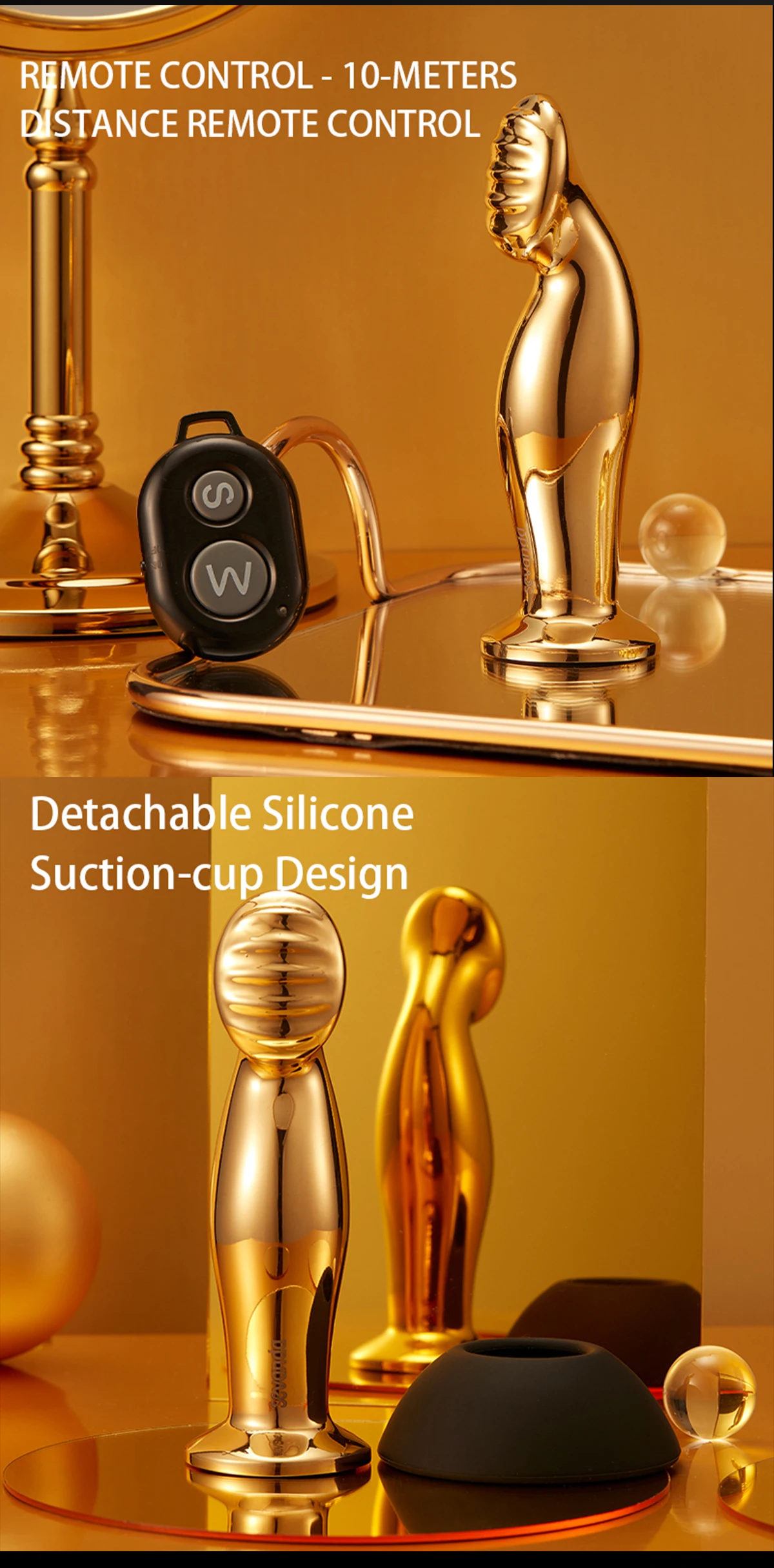 Plug Anal Vibratório Dourado Buttplug Massager