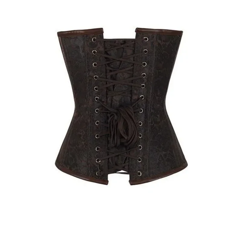 Steampunk Body Shapewear Woman Brown Gothic Clothes Bodice Bustier Vintage Burlesque Goth Waist Lace-up Corsets waist trainer waist corset body shaper corset bustier top lace corset