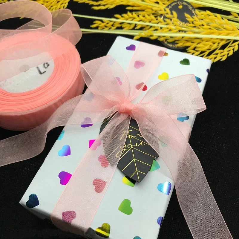 15mm 20mm 25mm 40mm Organza Ribbons 45Meters/Roll Christmas Wedding Party Decoration DIY Crafts Handmade Fabric White Ribbon