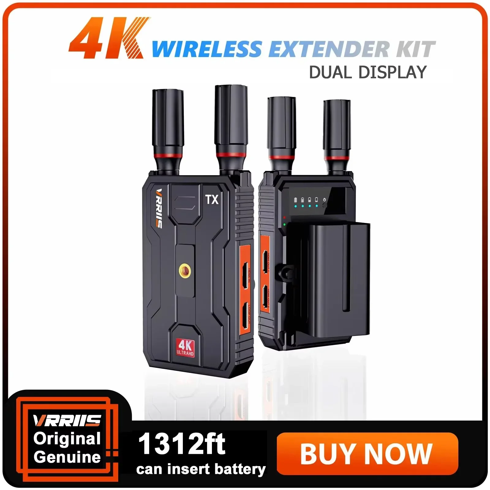 4K Wireless HDMI Extender Audio Video Transmitter and Receiver WL097 Pro 400m Support Battery Camera Live Streaming / PC To 8 TV