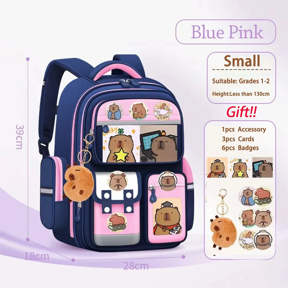 Capybara School Bag - Waterproof Large Capacity Backpack with Spine Protection and Comfort Straps for Students