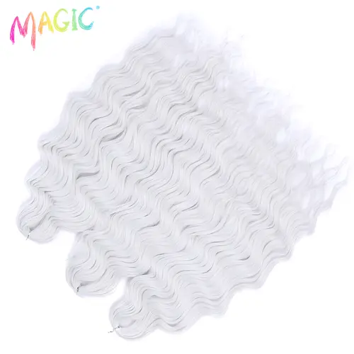 Anna Synthetic Hair 24 Inch Water Wave Braiding Hair Extensions Ombre Blonde Deep Wave Afro Curl Twist Crochet Hair for Women - Image 80