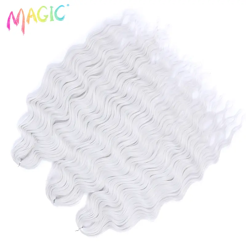 Anna Synthetic Hair 24 Inch Water Wave Braiding Hair Extensions Ombre Blonde Deep Wave Afro Curl Twist Crochet Hair for Women - Image 80