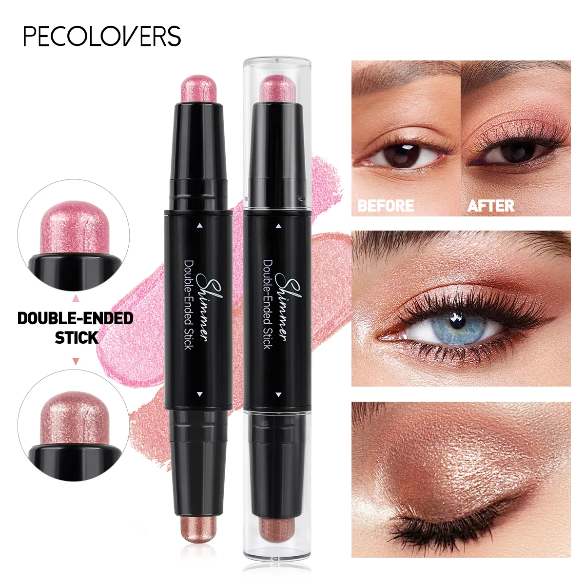 Shimmer Brown Double Head Eyeshadow Stick Colorful High Waterproof Cream Eyes Shadow Pencil Long Lasting Makeup Cosmetic 2 Shimmer Brown Double Head Eyeshadow Stick Colorful High Waterproof Cream Eyes Shadow Pencil Long Lasting Makeup Cosmetic 2