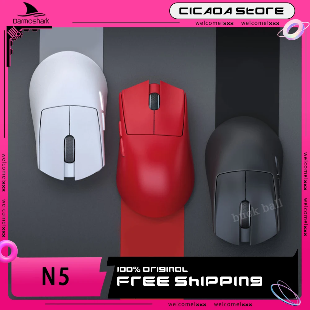 

Беспроводная Bluetooth-мышь Darmoshark N5, 2,4G, 3 режима, PAW3395, 26000dpi, RGB-мышь, игровые легкие мыши 8k Esports